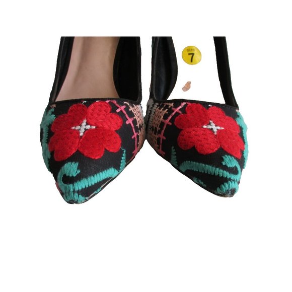 *Mix No.6 Embroidered Pump 'Dignity' Stilettos Vibrant Floral Design Pointed Toe - Picture 4 of 8